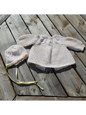 Crochet Baby Sweater Jacket & Crochet Baby Hat Set 3-6 months